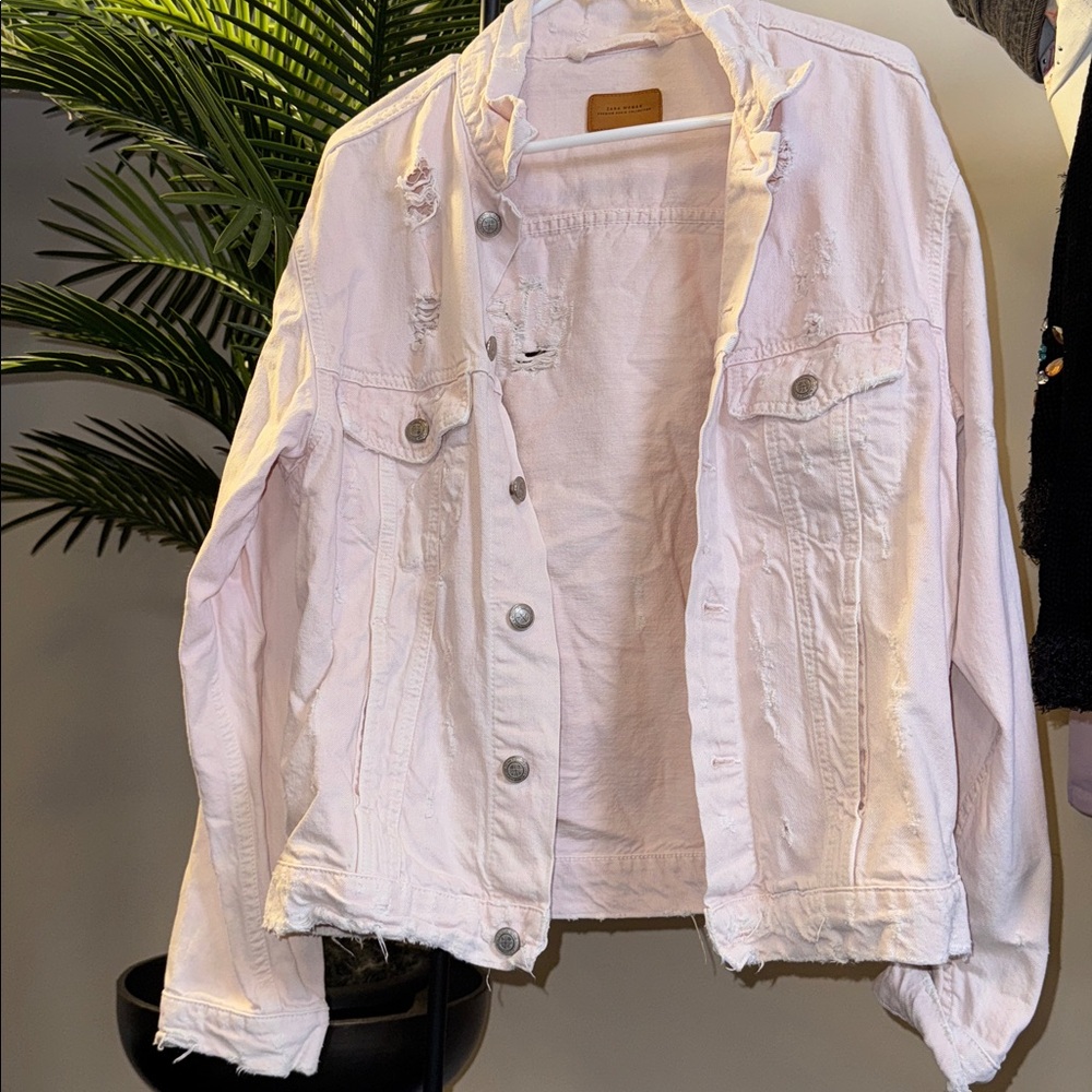 Zara Light Pink Denim Jacket